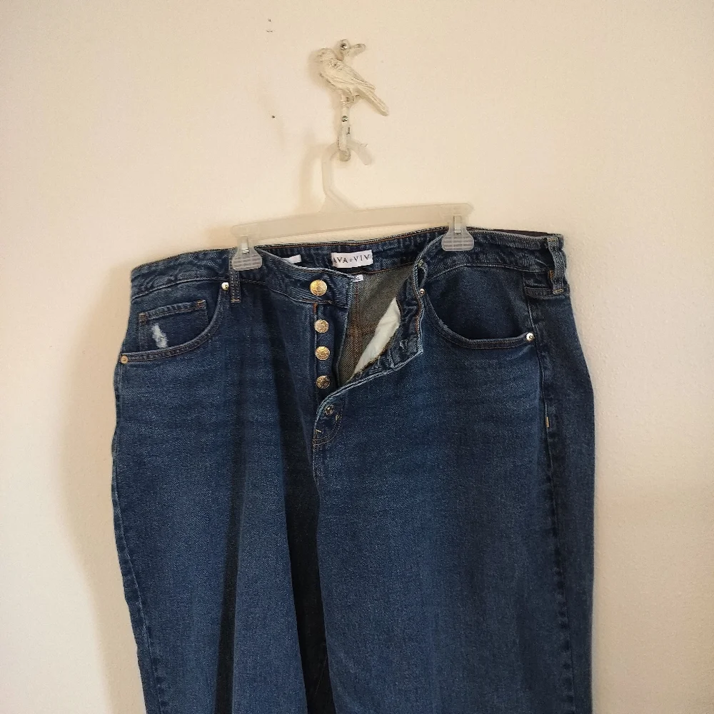Ava‎ & Viv High Rise Cuffed Straight Jean Sz 24 Casual Chic Vintage 90's - Picture 5 of 12